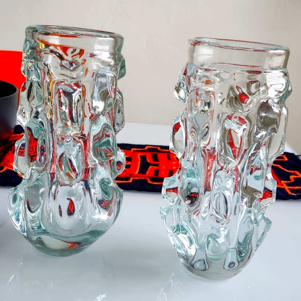Vase Clear Glass Large Vintage 1930's Art Deco Style